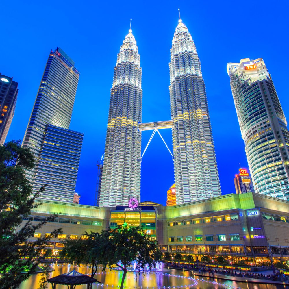 KUALA LUMPUR, MALAYSIA - JUNE 18: Petronas Towers on April 08, 2014 in Kuala Lumpur, Malaysia.Petronas Towers,also known as Menara Petronas is the tallest buildings in the world from 1998 to 2004